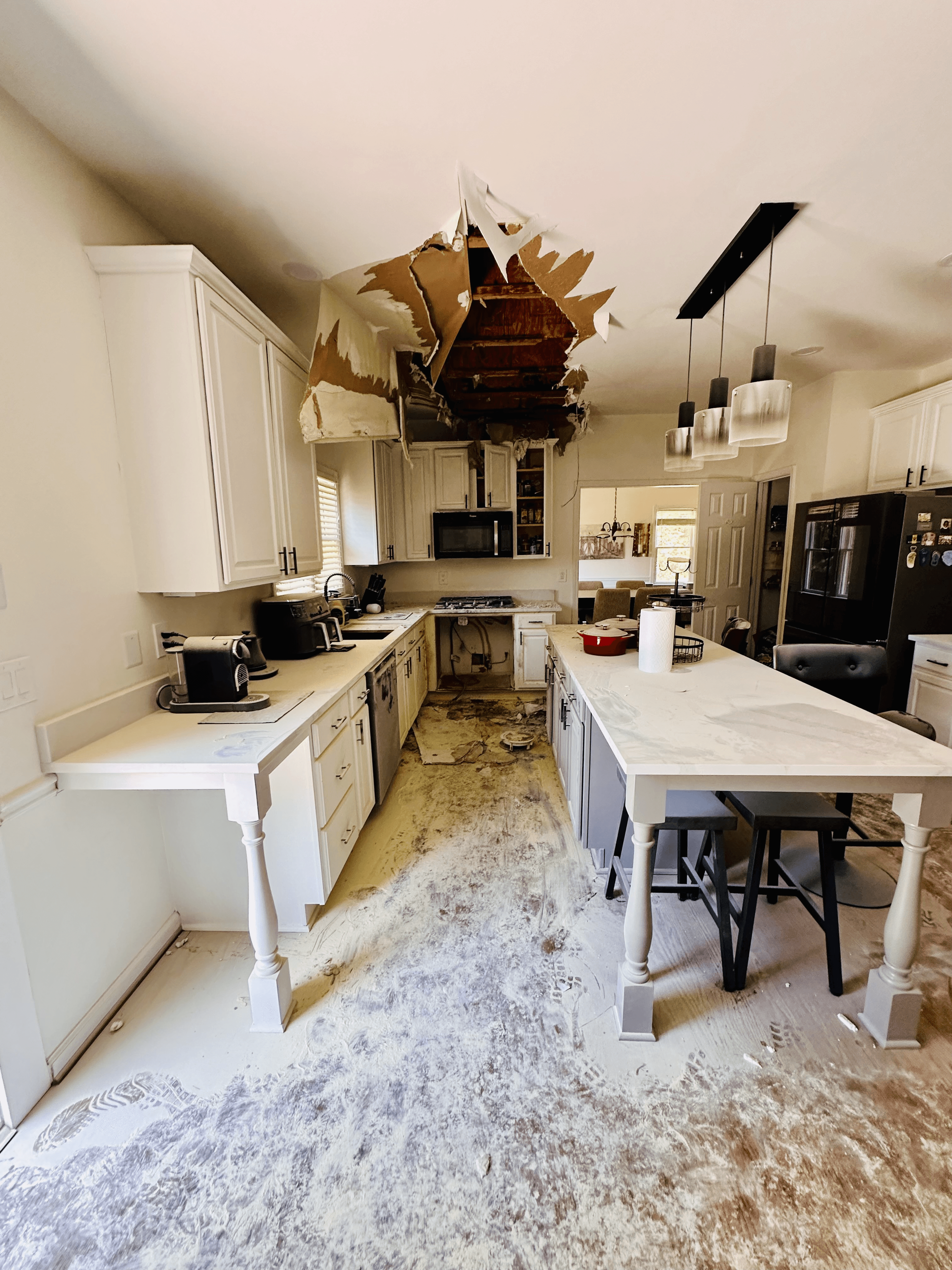 House damaged by fire and smoke