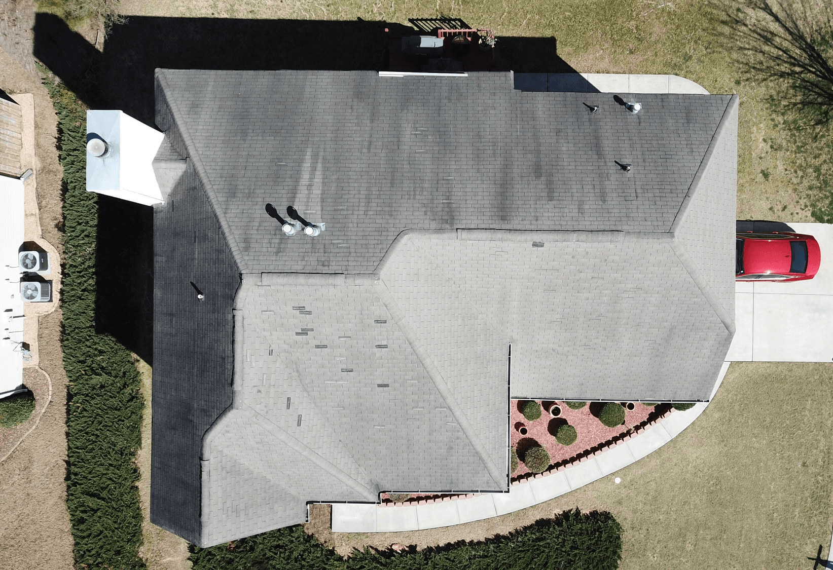 Home with wind and hail damage